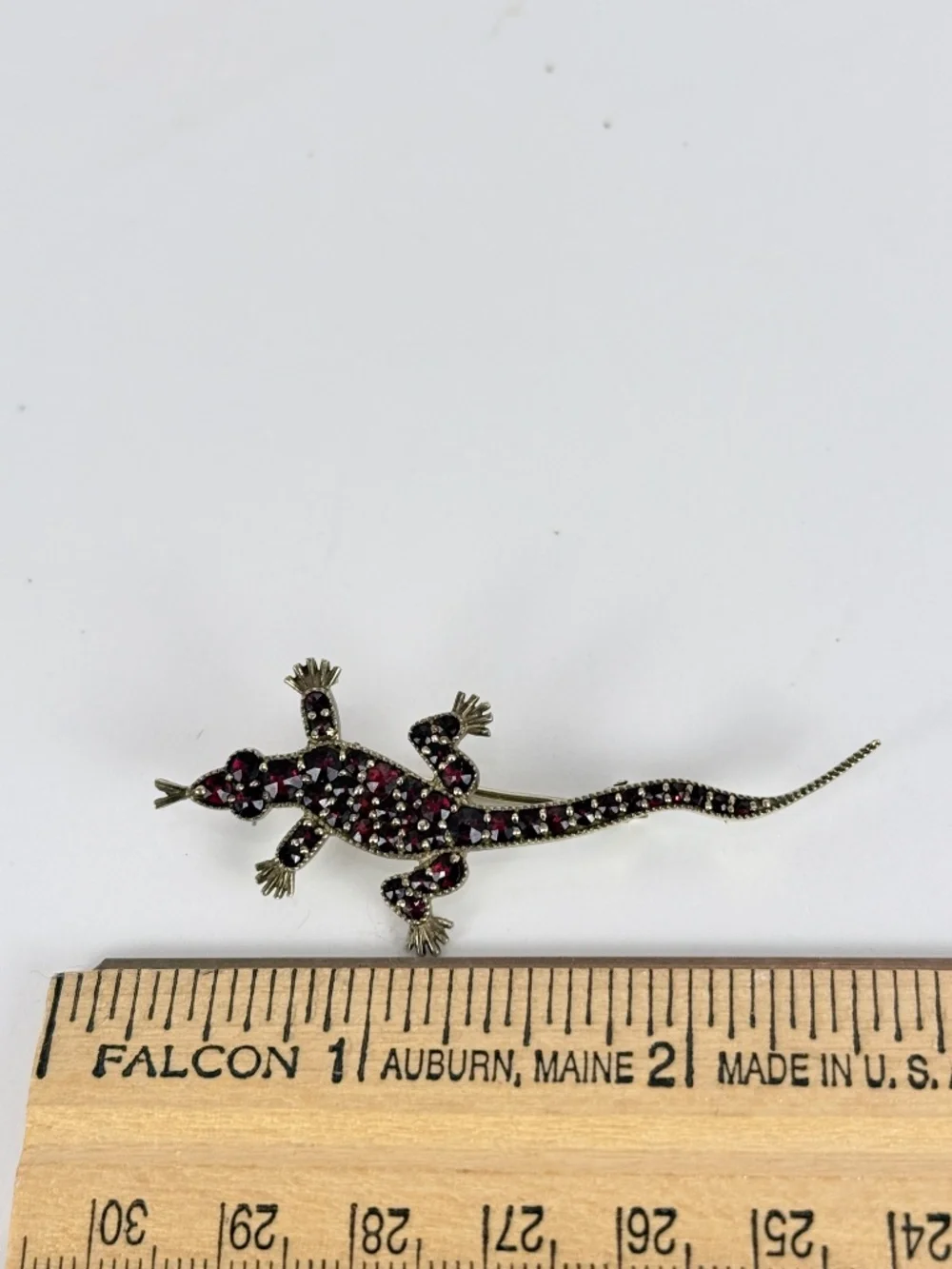 Victorian Bohemian Garnet Lizard Brooch/Pin in Vermeil Sterling Silver